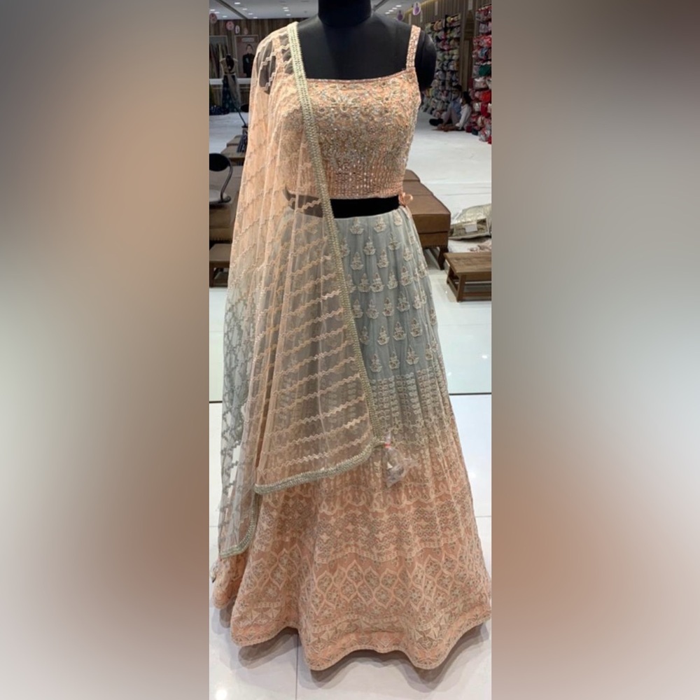 Elegant Embroidered Skirt in Cream and Gray